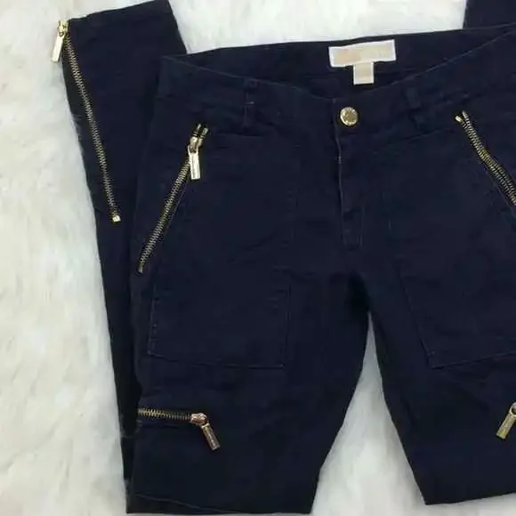 MICHAEL KORS Korda skinny moto‎ zipper pants Women’s Size 0 - Picture 5 of 8